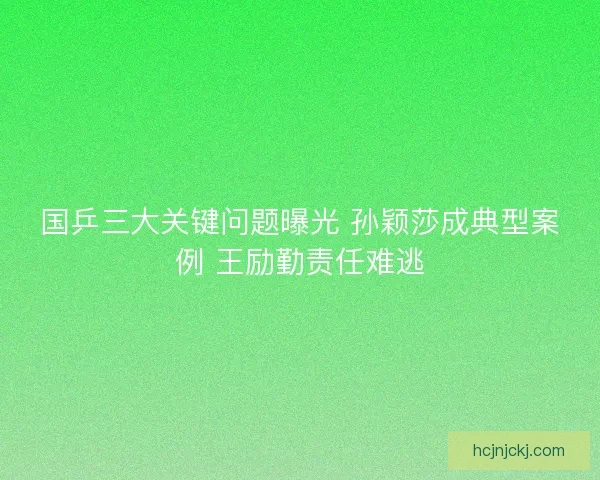 国乒三大关键问题曝光 孙颖莎成典型案例 王励勤责任难逃