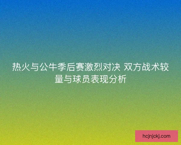 热火与公牛季后赛激烈对决 双方战术较量与球员表现分析