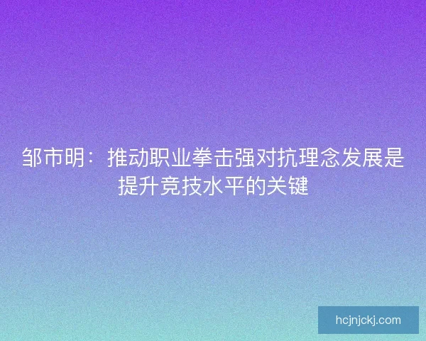 邹市明:推动职业拳击强对抗理念发展是提升竞技水平的关键 邹市明:推动职业拳击强对抗理念发展是提升竞技水平的关键